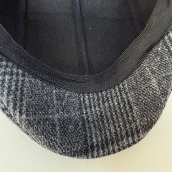 Mens Charcoal Plaid Flat Cap Mens L Classic Newsboy Ivy Hat Cabbie Style Fall - Picture 6 of 10